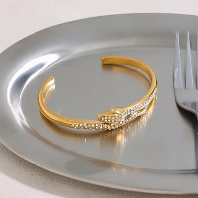 1 Piece Retro Stainless Steel Gold Color Snake Shape Women's Bangles h5 Picture5
