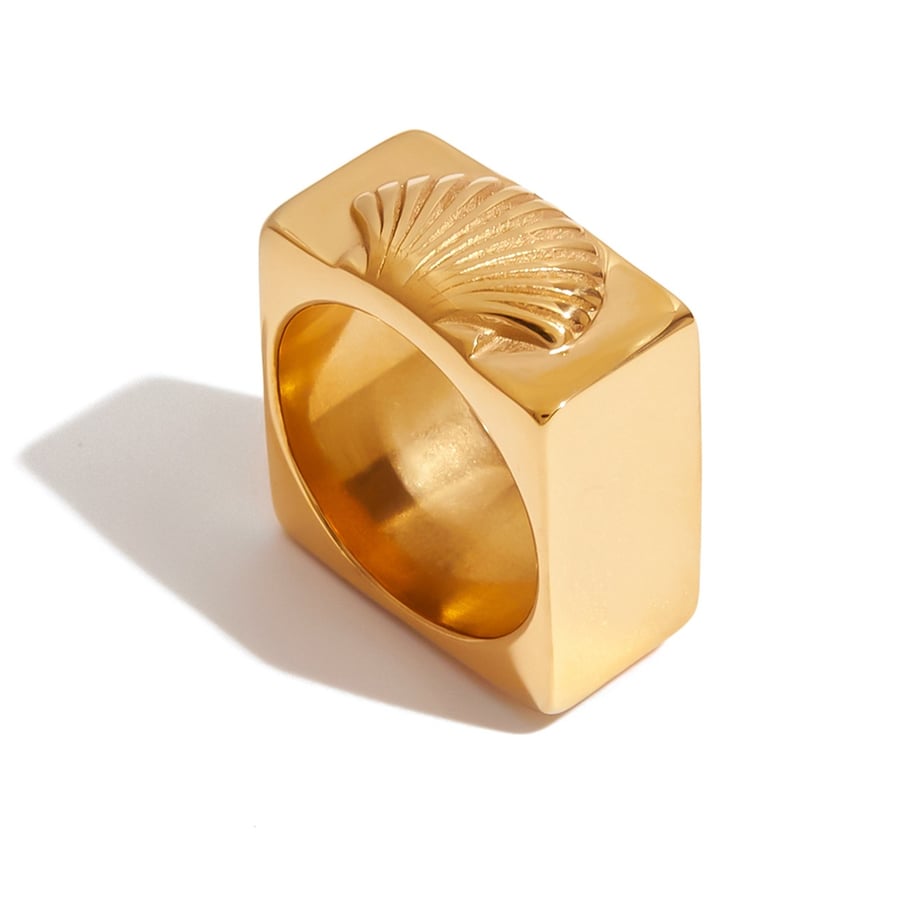 Shell Stainless Steel  Gold Color Statement Ring 