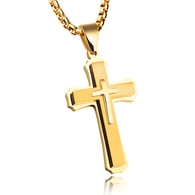 【1213】Gold pendant + matching chain (square pearl chain 3*55CM) Picture3