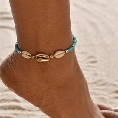 1 Piece Simple Series Bohemian Turtle Stainless Steel   Gold Color  Natural Stone Women's Anklets h5 Picture3
