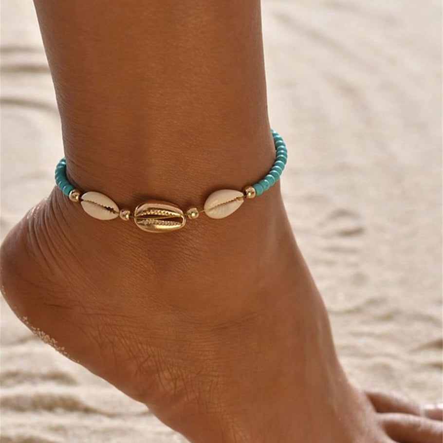 1 Piece Simple Series Bohemian Turtle Stainless Steel   Gold Color  Natural Stone Women's Anklets Picture3