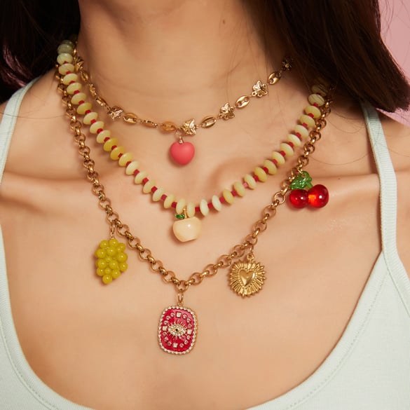 1 Piece Fruit Summer Stainless Steel Natural Stone Women's Pendant Necklaces