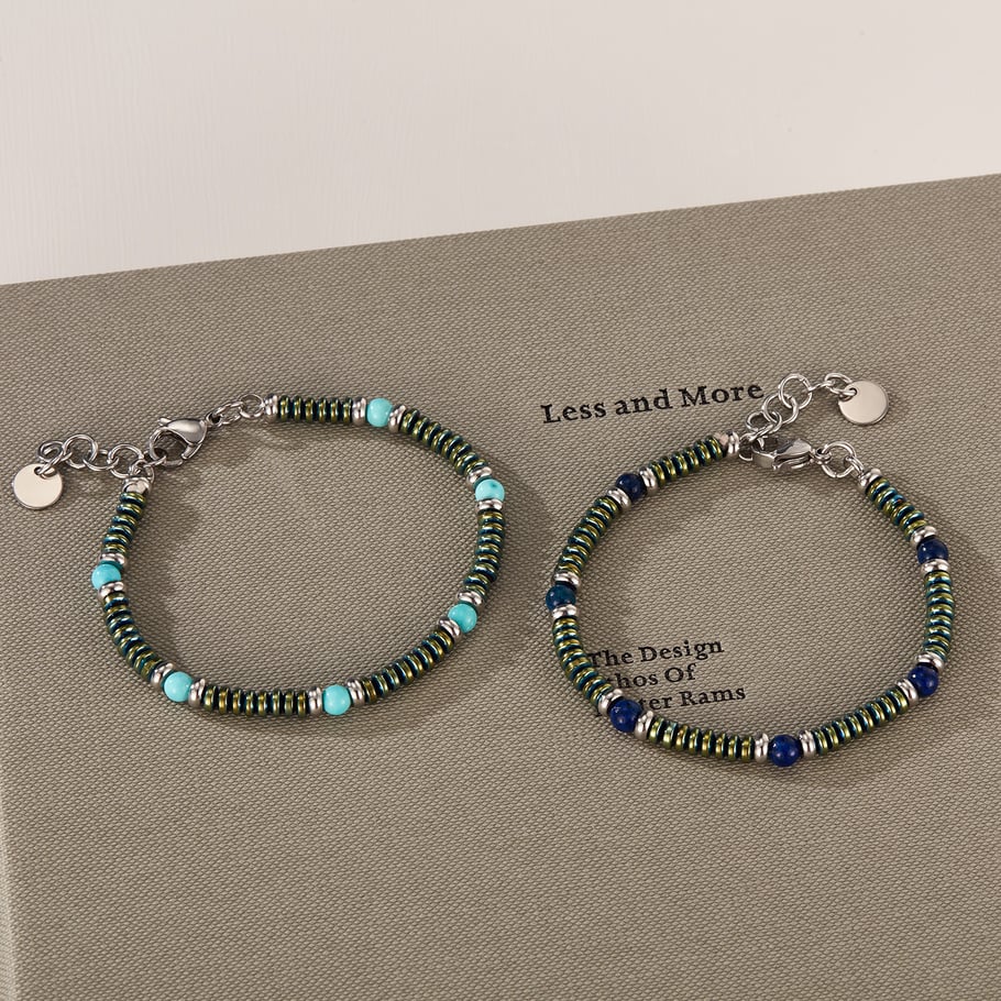 Bracelets de perles vintage en acier inoxydable pour homme Image3