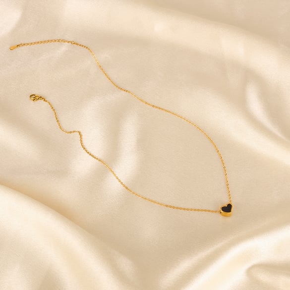 1 Piece Simple Series Daily Black Heart Stainless Steel Gold Color Women's Pendant Necklaces 2