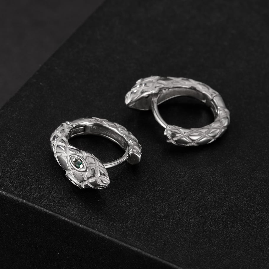 1 Piece Sophisticated Style Snake Head Stainless Steel Men's Hoop Earrings Picture6