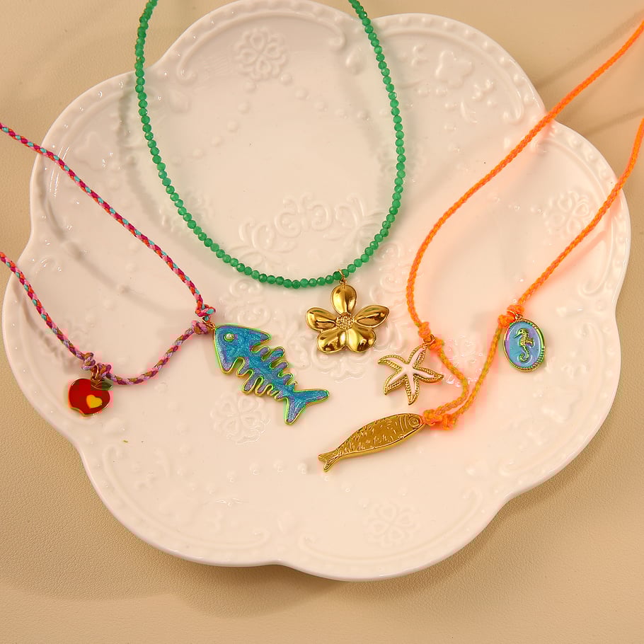 Contrast Color Fish Stainless Steel Gold Color Women's Pendant Necklaces Picture5