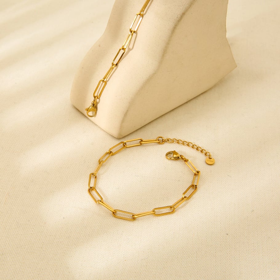 Simple and Stylish Square DIY Gold - colored Stainless Steel Links Picture4