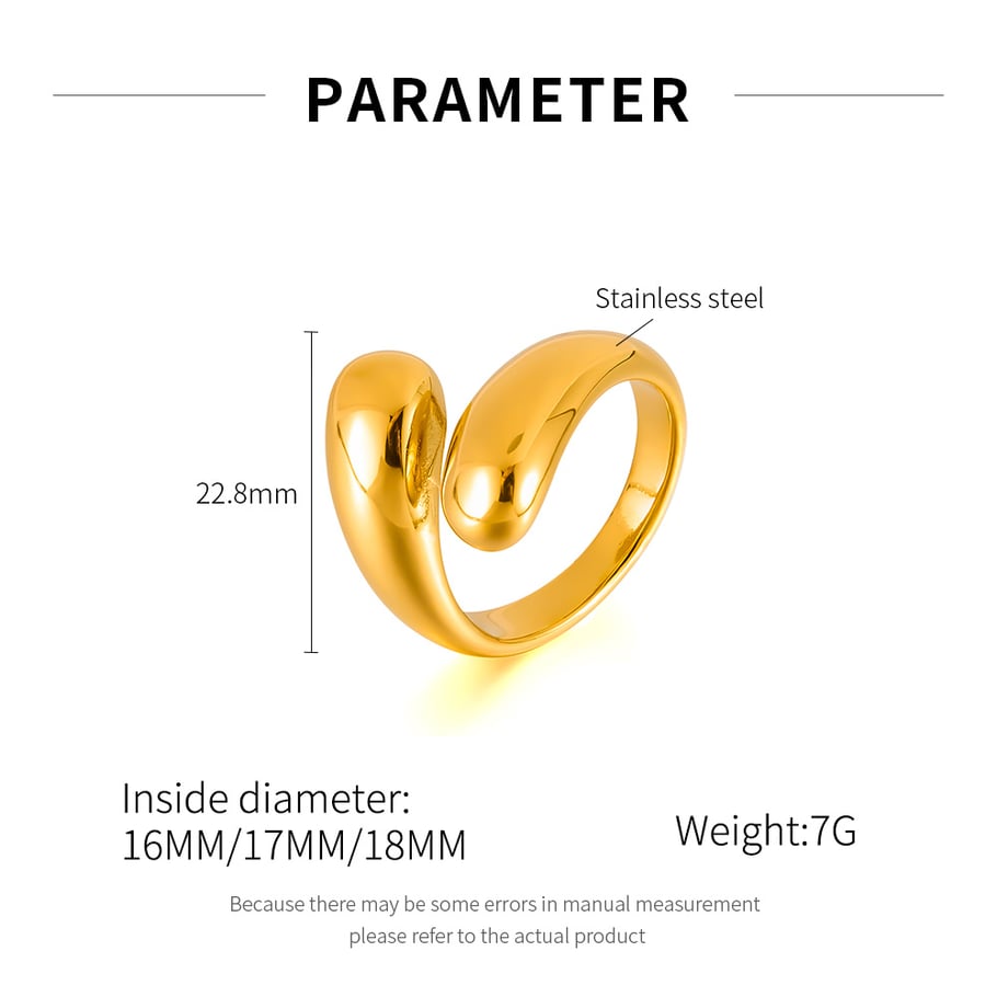 1 Adet Minimalist Düzensiz Paslanmaz Çelik Altın Rengi Kadın Minimalist Yüzükler Resim7