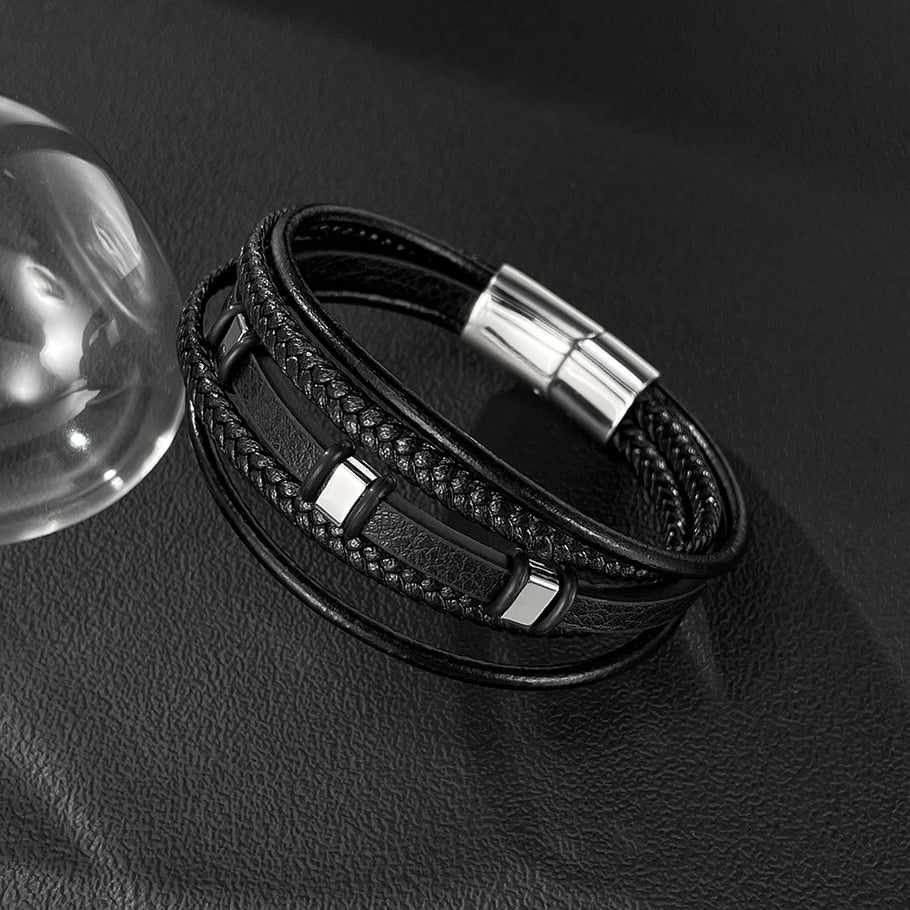 1 Piece Architectural Multilayer Stainless Steel Men's Bracelets Picture5