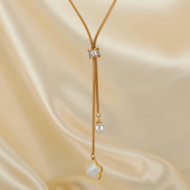 Collar con colgante de acero inoxidable dorado con diseño de flores diarias de serie simple para mujer de 1 pieza h5 Imagen2