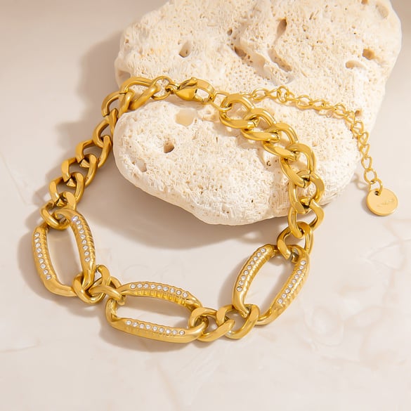 Armbanden van roestvrij staal met schelpvormige, goudkleurige ketting 2