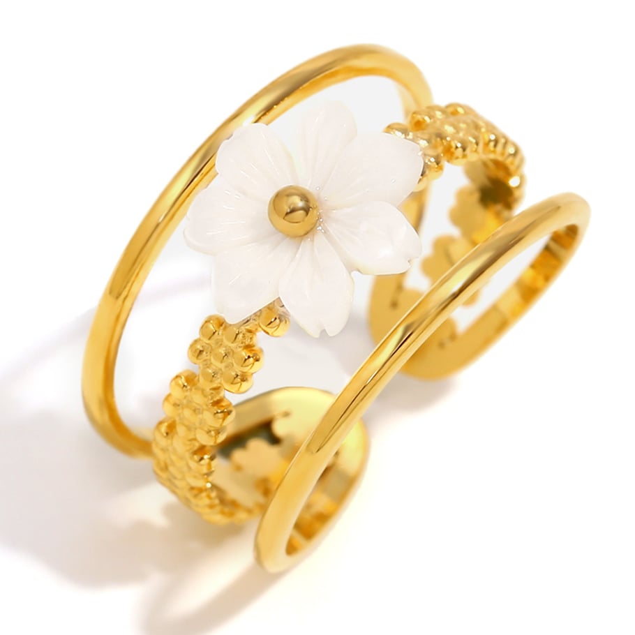 1 Stück Vintage personalisierte Blume Gold Edelstahl Damenring 
