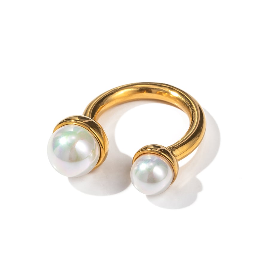 Elegante Statement-Ringe aus Edelstahl in Goldfarbe mit Perlen 