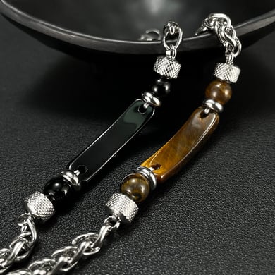 1 Piece Natural Stone Stainless Steel Men's Bracelets h5 Picture5