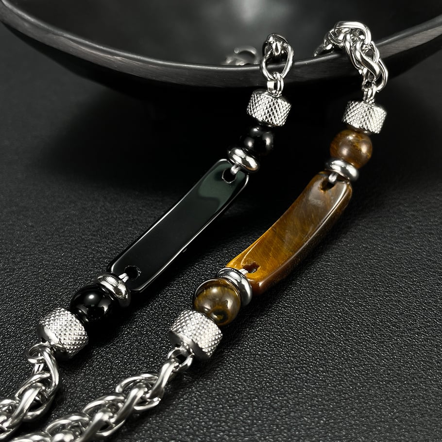 1 Piece Natural Stone Stainless Steel Men's Bracelets Picture5