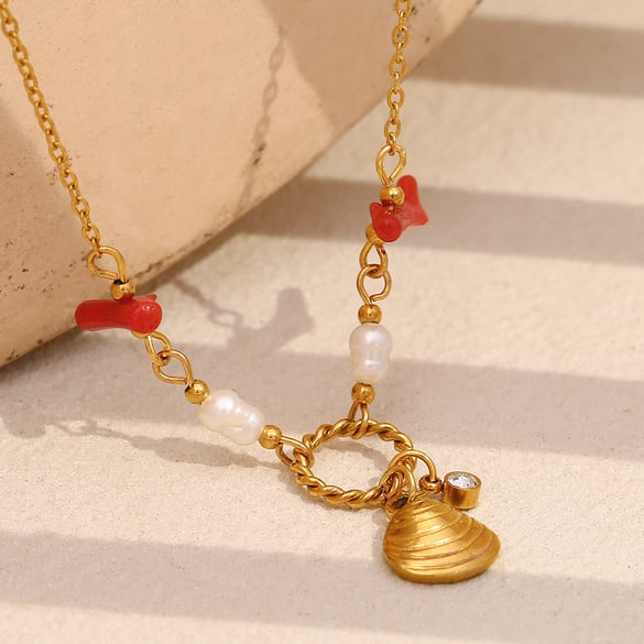 Vacation Stainless Steel Gold Color Pendant Necklaces 2