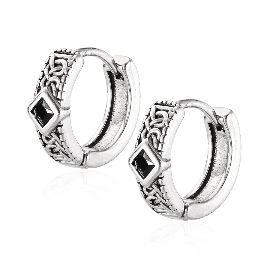 Dazzling Rhombus Stainless Steel Men's Hoop Earrings