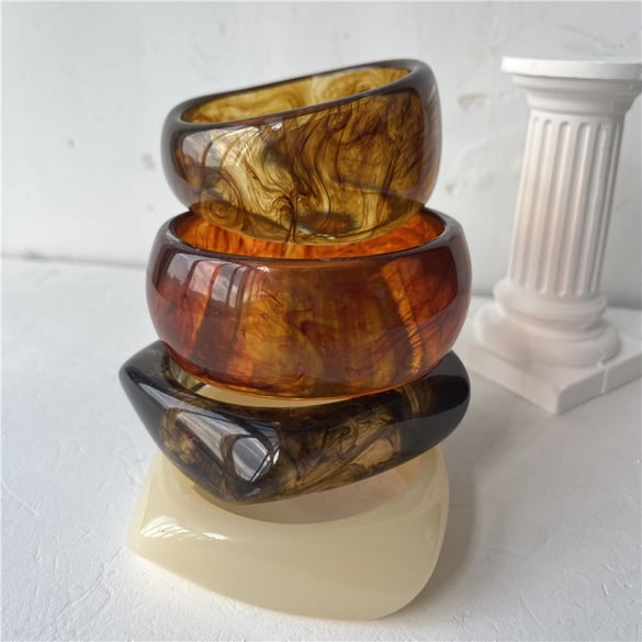 1 pieza de brazaletes de resina geométricos retro de serie simple para mujer