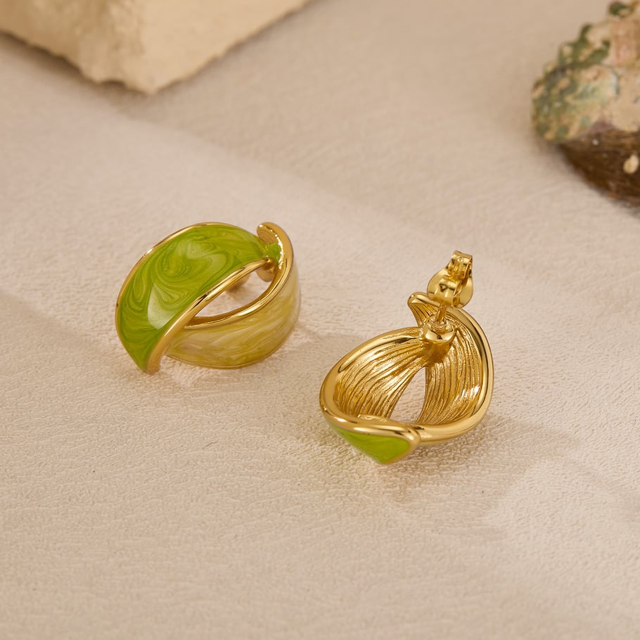 1 par de pendientes de botón geométricos diarios de acero inoxidable color dorado para mujer Imagen4