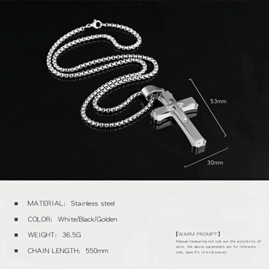 1 Piece Minimalist Cross Stainless Steel Men's Necklaces h5 Picture5