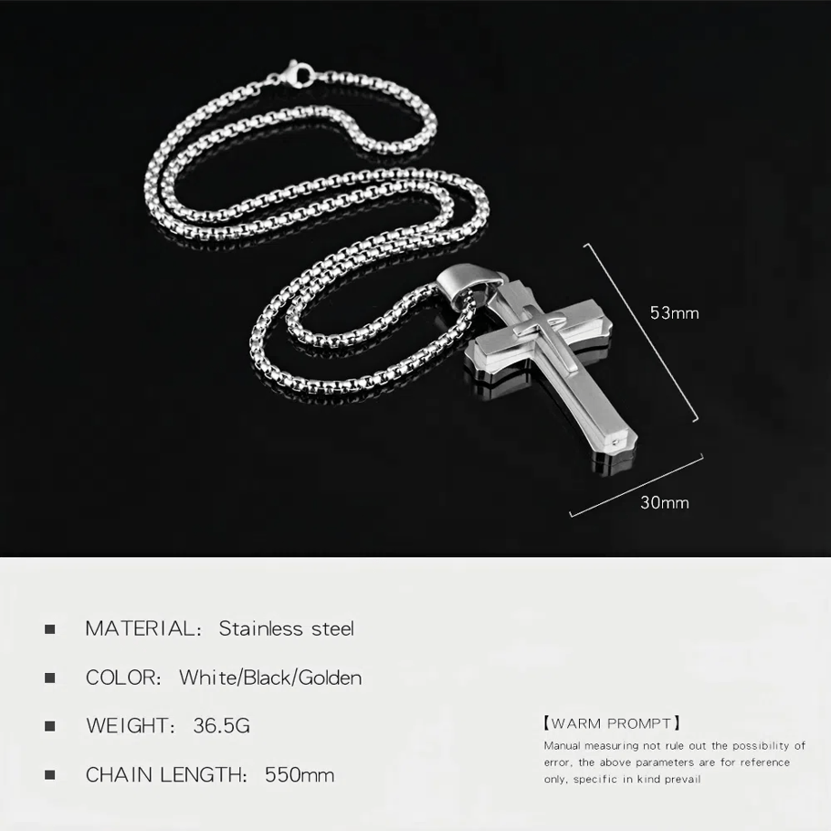 1 Piece Minimalist Cross Stainless Steel Men's Necklaces Picture5
