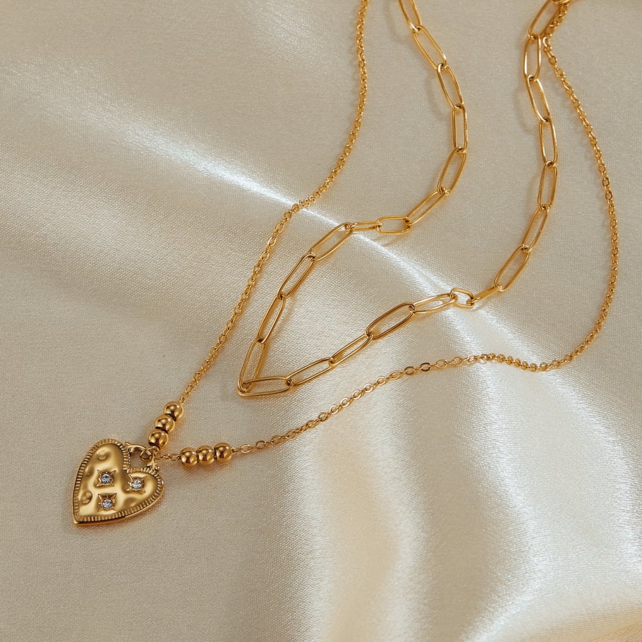1 Piece Superior Series Chic Heart Stainless Steel Gold Color  Women's Pendant Necklaces Picture3