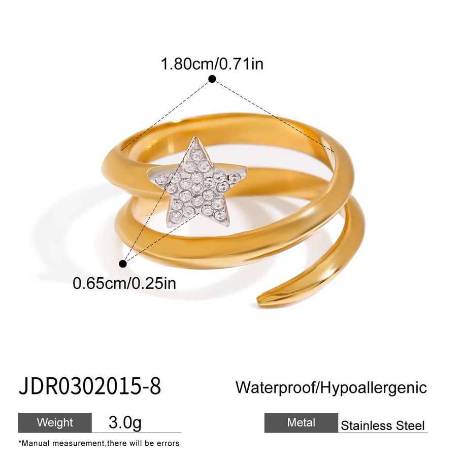 Simple Star Stainless Steel Gold Color Minimalist Rings h5Picture2