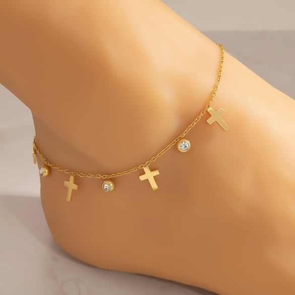 Cavigliere da donna in acciaio inossidabile color oro con cuore semplice, serie semplice, 1 pezzo