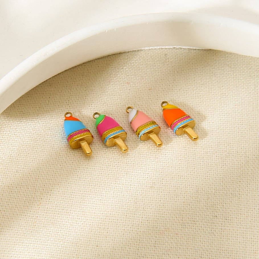 Cute Colored Enamel - Dripping Ice - cream DIY Stainless Steel Pendant Picture2
