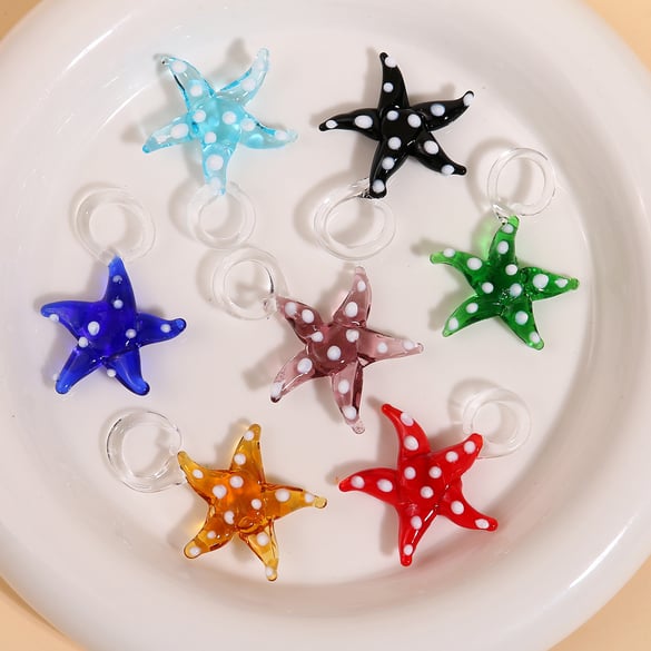 Ciondoli da donna in vetro fai da te a forma di stella marina con onda oceanica 2