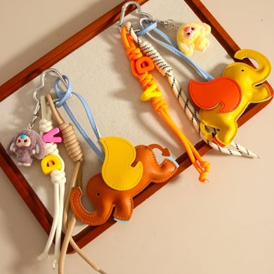 Cute Cartoon Elephant Alphabet Women's Bag Charms h5 Picture2