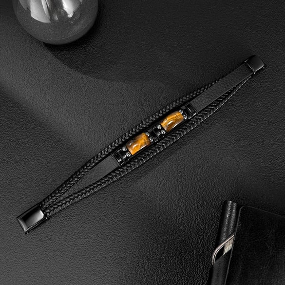 Braccialetti da uomo in pelle robusta, 1 pezzo 2