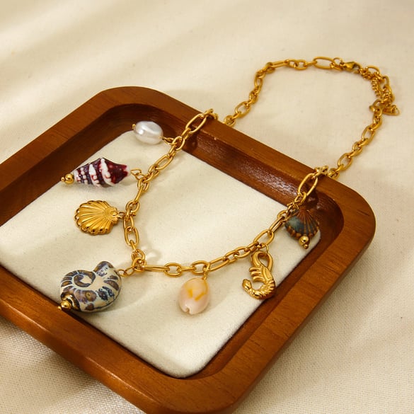 Collana con ciondolo in acciaio inossidabile della collezione Vintage Ocean di Fashion