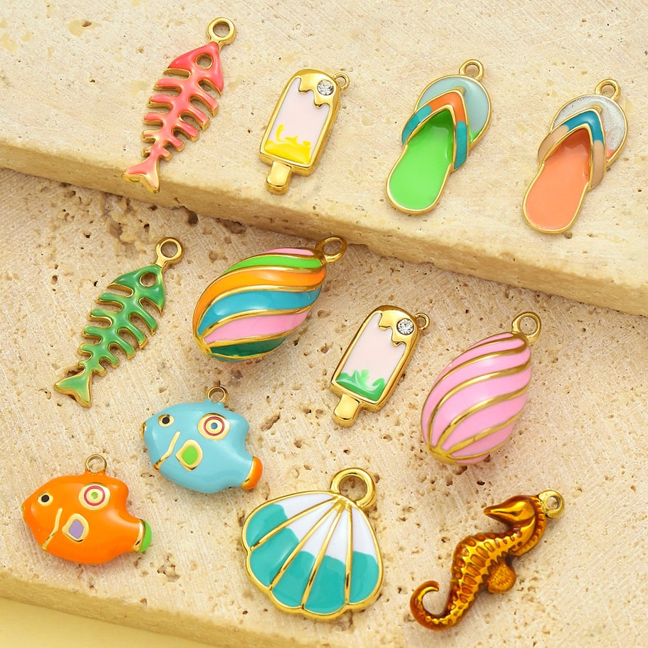 Vivid Tropical Fish Stainless Steel Gold Color Pendants Picture3