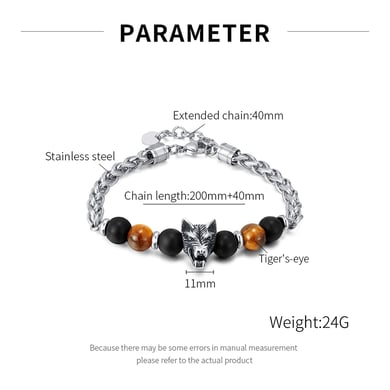 1 Piece Rugged Wolf Head Stainless Steel Men's Bracelets h5 Picture8