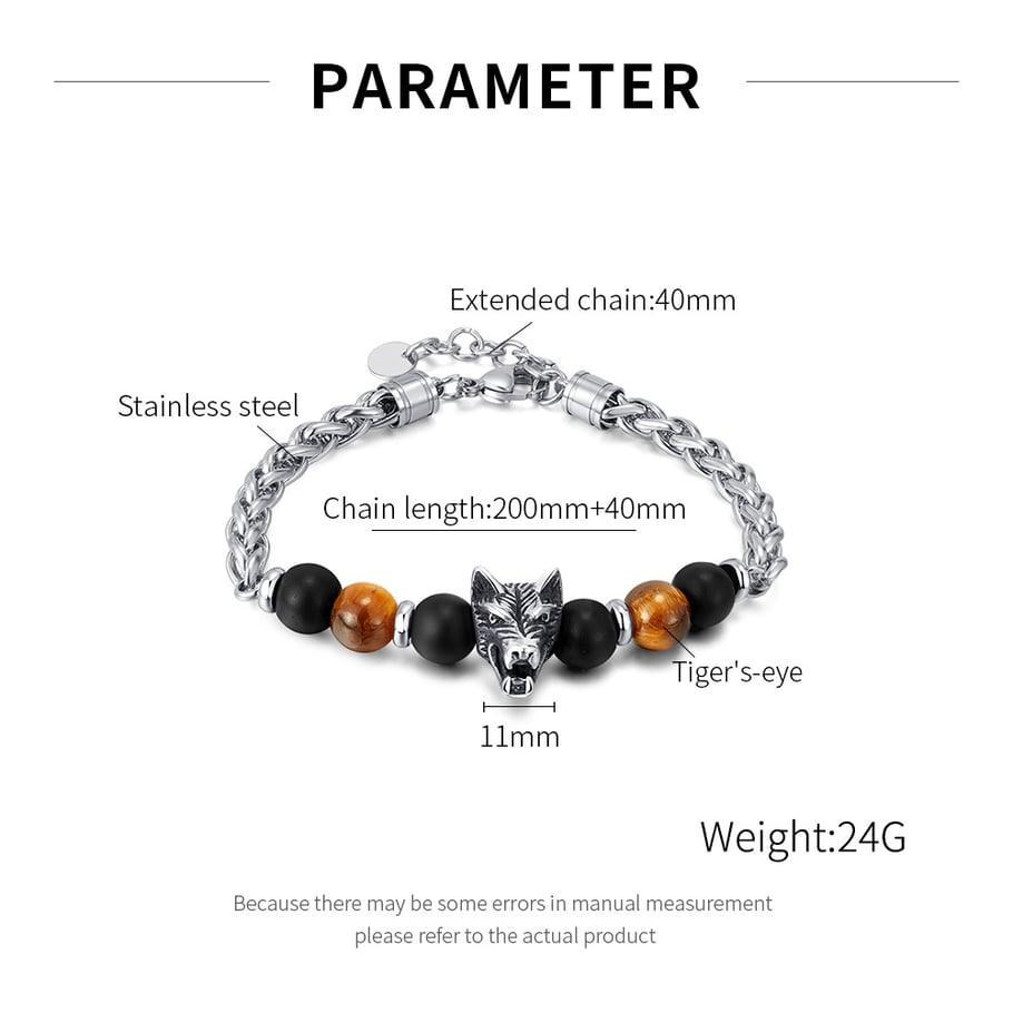 1 Piece Rugged Wolf Head Stainless Steel Men's Bracelets Picture8