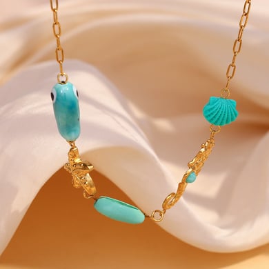 1 Stück einfache Serie süße Schildkröte Edelstahl Gold Farbe Damen Anhänger Halsketten h5 Bild5