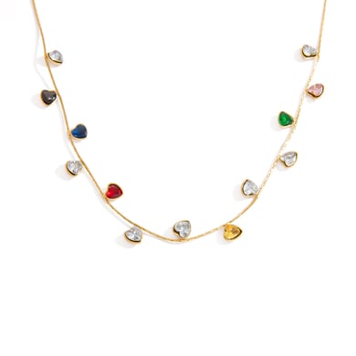 Light Luxury Simple Gem - inlaid Gold - colored Stainless Steel Necklace for Women h5 Picture5