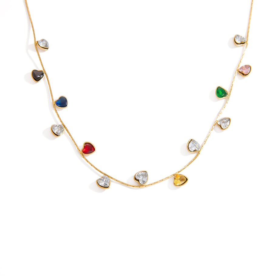 Light Luxury Simple Gem - inlaid Gold - colored Stainless Steel Necklace for Women Picture5