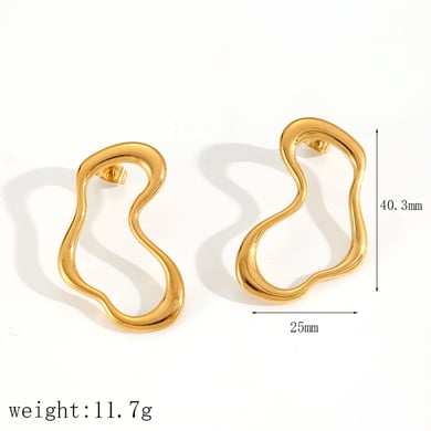 Geometric Daily Stainless Steel Gold Color Women's Stud Earrings h5 