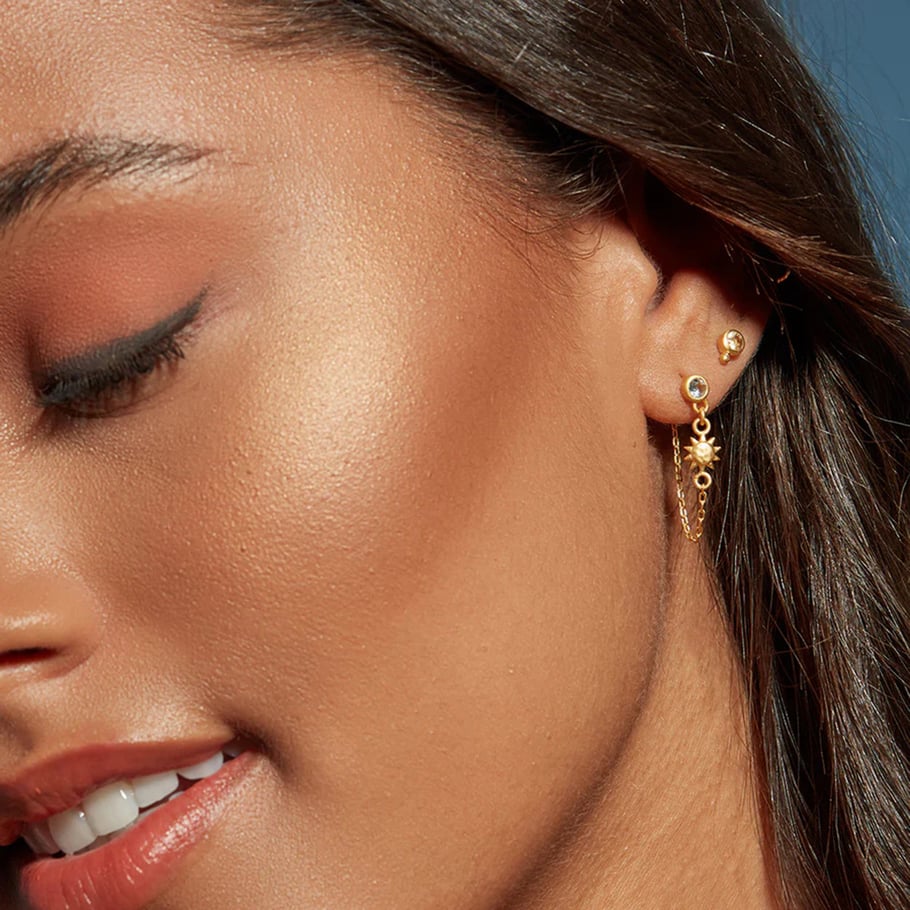 Daily Sun & Moon Stainless Steel Gold Color Drop Earrings Picture5