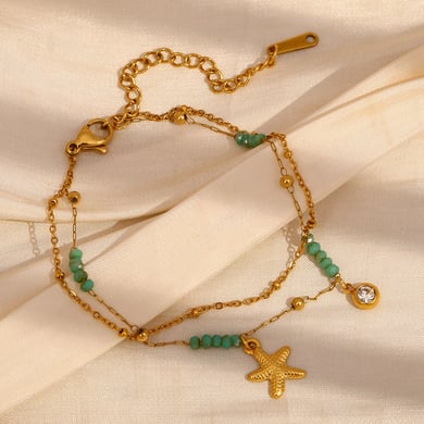 1 Stück Simple Series Vacation Turtle Edelstahl Goldfarben Damen Charm Armbänder h5 Bild7