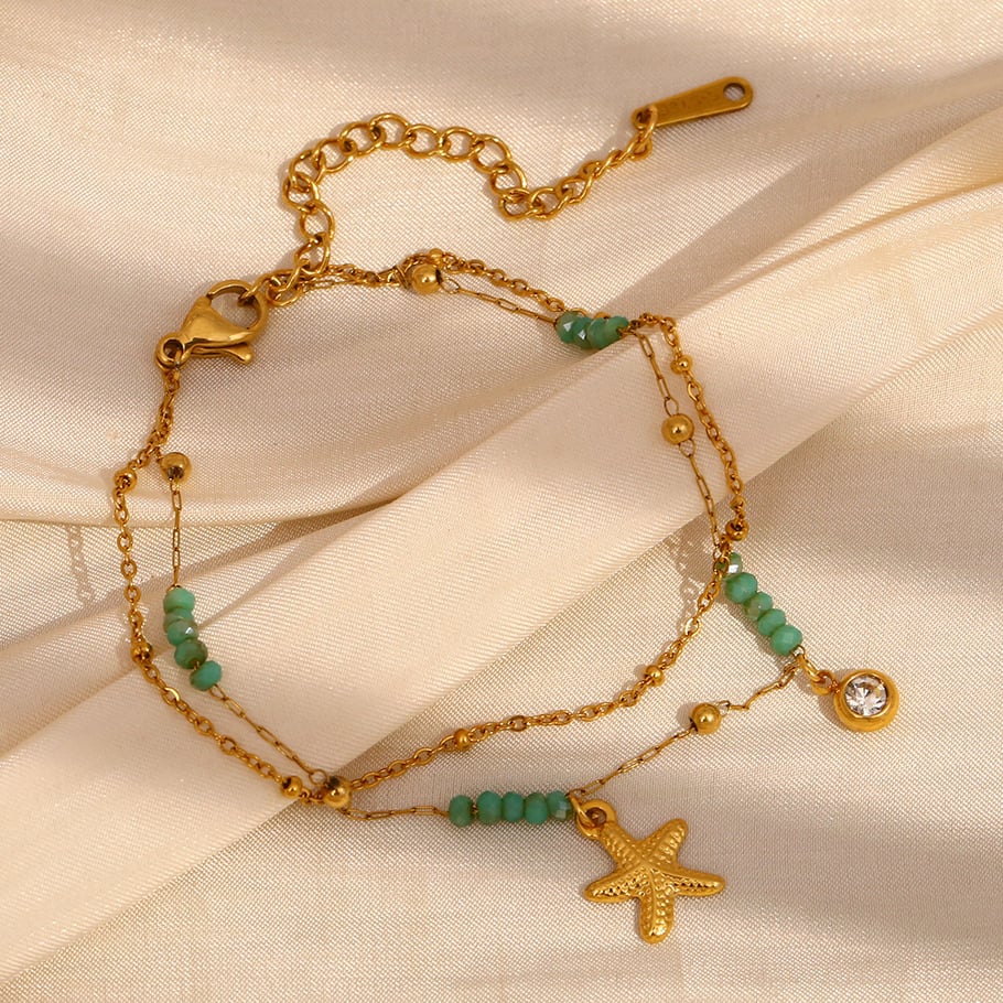 1 Stück Simple Series Vacation Turtle Edelstahl Goldfarben Damen Charm Armbänder Bild7