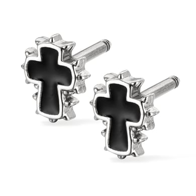 Delicate Cross Stainless Steel Men's Earrings h5 