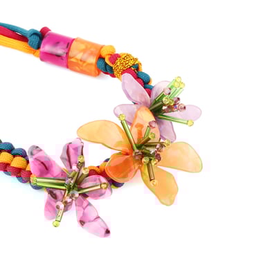 1 Piece Vacation Style Braided Rope Acrylic Flower Necklace h5 Picture5