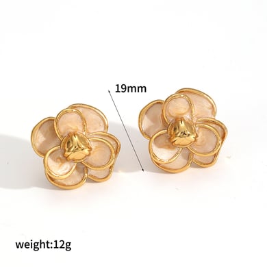 Elegant Flower Stainless Steel Stud Earrings h5 