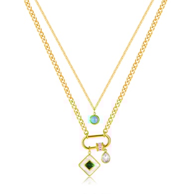 Collares en capas de acero inoxidable dorados con diseño geométrico diario de serie simple de 1 pieza para mujer h5 Imagen5