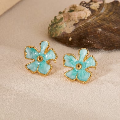 1 par de pendientes de botón de acero inoxidable dorados con diseño de flores diarias de serie simple para mujer h5 Imagen4