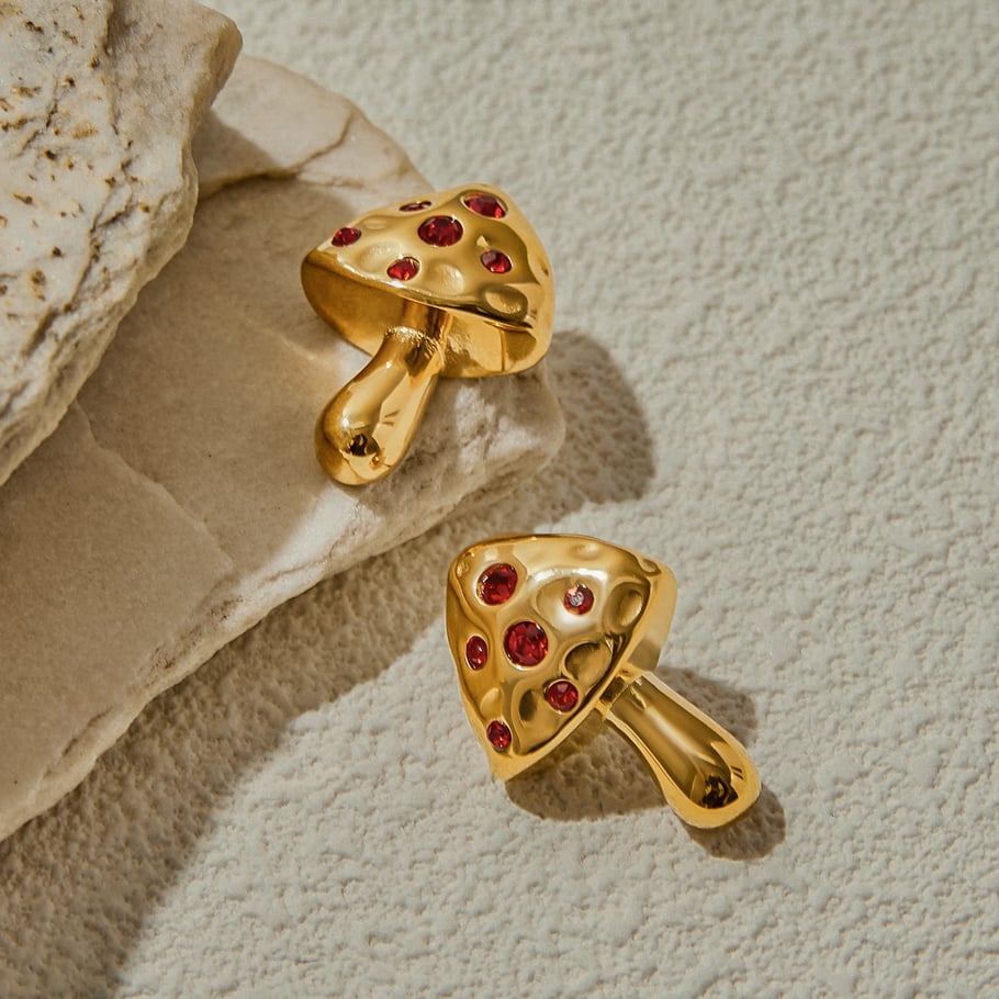 Cute Mushroom Stainless Steel Stud Earrings Picture3