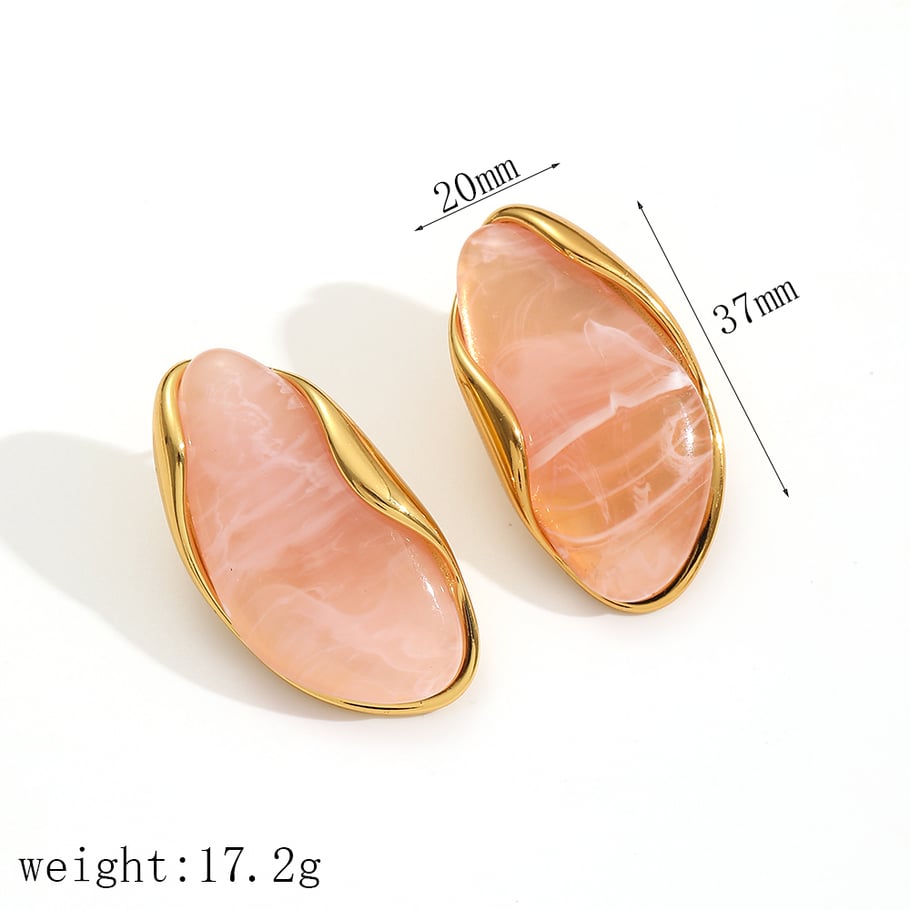 Vintage Unregelmäßige Geometrische Edelstahl Gold Farbe frauen Stud Ohrringe Bild2